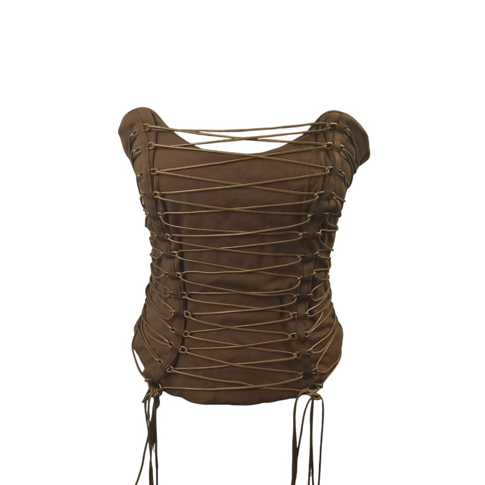 Fashion Nova Hot List Strappy Corset Top Womens Large Brown Y2K Style Club NWT